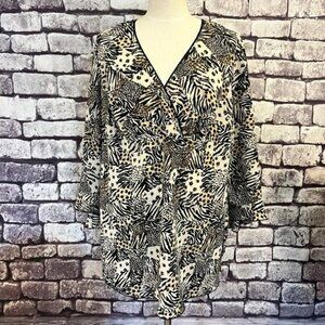Studio C Wrap Style 3/4 Bell Sleeve Blouse Size 18/20
